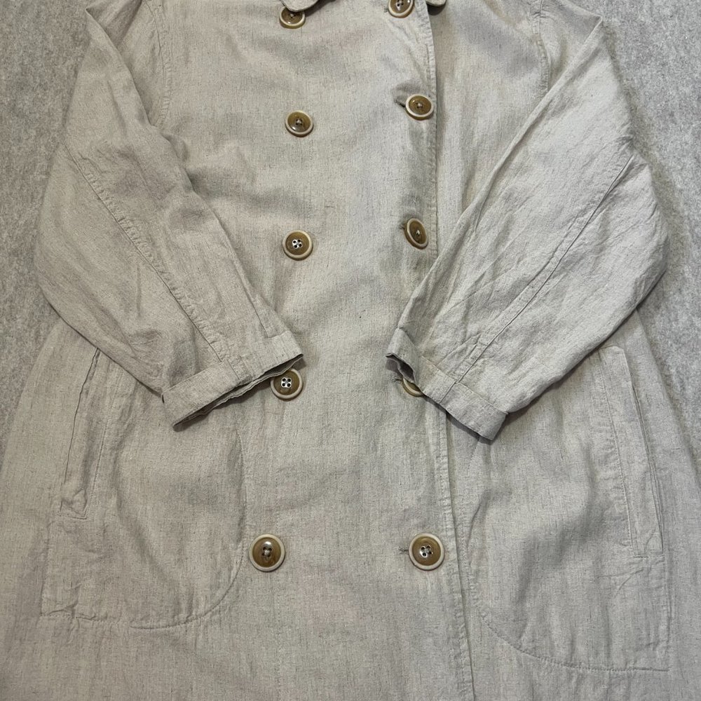 Free People Sweet Melody Trench Coat Size XS Natural Beige Linen Blend Duster - Picture 5 of 12